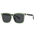 Polarized sunglasses with green transparent frames and natural wood texture temples - C5 Green Frame Gray Lens Wood Grain Temples