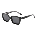 Classic black square frame sunglasses with dark lenses shown at a 45-degree angle - Classic Black Frame Grey Lenses
