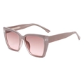 Fashionable women's square cat-eye sunglasses with translucent pink-brown frame and gradient lenses - Pink Frame / Pink Lens