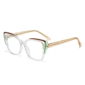 Occhiali anti luce blu cat-eye retrò con montatura trasparente e dettagli verdi - Montatura Trasparente Verde Caffè Lenti Trasparenti