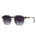 Retro round pilot sunglasses with gradient purple lenses and golden metal temples - Grey Frame Grey Lens