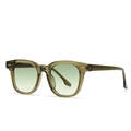 Gafas de sol retro cuadradas en verde oscuro translúcido con lentes de color degradado - Montura Verde / Lentes Verdes