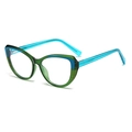 Occhiali anti-luce blu occhio di gatto con montatura bicolore verde e blu elegante - Montatura Verde Stanghetta Blu