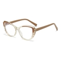 Occhiali anti-luce blu cat-eye retrò color champagne con accenti a strisce marroni - Champagne
