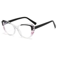 Occhiali anti-luce blu cat-eye retrò con montatura trasparente e dettagli a righe - Montatura Grigio Nero Trasparente