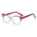 Occhiali anti luce blu stile cat-eye con montatura bicolore rossa e blu trendy - Montatura Blu Rosso Trasparente