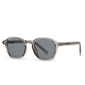 Lunettes de soleil rétro modernes avec monture taupe translucide et verres gris foncé - Monture Grise Verres Gris