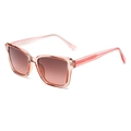 Square pink transparent sunglasses with gradient brown lenses and diamond-patterned temples - Pink Frame Gradient Pink Lens