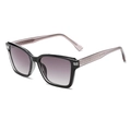 Square oversized sunglasses with lavender translucent temples and gradient purple lenses - Black Frame Grey Lens Champagne Legs