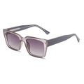 Gafas de sol cuadradas modernas con montura gris púrpura y lentes degradadas - Montura Champaña Lentes Doble Gris
