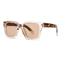 Square tea-colored sunglasses with tortoiseshell temples and light brown lenses - Champagne Frame Champagne Lens