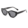 Fashionable black square sunglasses with dark grey lenses in a cat-eye geometric style - Black Frame Black Grey Lens