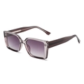 Gafas de sol cuadradas modernas con montura marrón y lentes degradadas púrpuras de hombre - Gris Transparente / Lente Gris Degradado