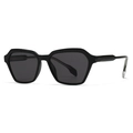 Modern irregular black geometric sunglasses with dark grey lenses and a glossy finish - C1 Black Frame Black Grey