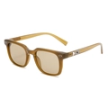 Lunettes de soleil carrées rétro en ambre avec verres marron clair et détail métallique en nid d'abeille - Monture Vert Olive Verres Thé (C5)