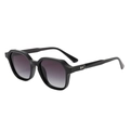 Modern black square sunglasses with gradient grey lenses and silver arrow temple decor - Glossy Black Frame Gradient Grey Lens(C2)