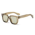 Translucent brown square frame sunglasses with green lenses and metal rivets - Olive Green Frame Green Lens (C2)