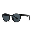 Klassische schwarze eckige Sonnenbrille mit silbernen Metalldetails für Damen - Schwarzer Rahmen Schwarz Graue Gläser