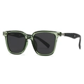 Modern polarized square sunglasses featuring dark green frames and textured temples - C5 Green Black (Transparent Green Frame/Dark Grey Lens/Texture Temples)
