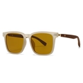 Polarized sunglasses with cream matte frame, yellow lenses and wood grain temples - C6 Beige Frame Yellow Lens Red Wood Grain Temples