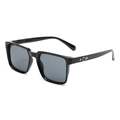 Classic black square sunglasses with dark grey lenses and silver metal side decor - Black Frame Black Grey Lens