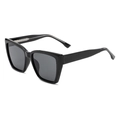 Classic all-black oversized square sunglasses with dark grey lenses and polished frame - Black Frame Black Grey Lens