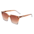 Square fashion sunglasses with gradient tea lenses and transparent brown frames - Tea Frame Tea Lens
