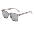 Square grey frosted frame sunglasses with dark lenses and metal arrow temple accents - Transparent Grey Frame Grey Lens (C5)