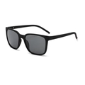 Modern black matte square sunglasses with dark polarized lenses and metal hinge details - Black (C3)