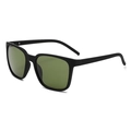 Modern matte black square sunglasses with olive green polarized lenses in 45-degree view - Black Frame Green Lens (C4)