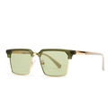 Occhiali da sole retrò semi-montatura in verde oliva e oro per uomo e donna - Montatura Verde Lente Verde (C5)