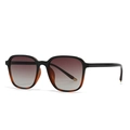 Moderne quadratische Doppelbrücken-Sonnenbrille mit Verlaufsgläsern und Schildpatt-Akzenten - Schwarz Tortoise Rahmen Farbverlauf Tee Gläser
