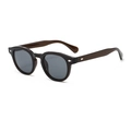 Vintage round tortoiseshell sunglasses with dark lenses and silver diamond accents - Tea Frame Grey