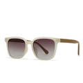 Lunettes de soleil carrées rétro avec monture crème et verres dégradés marron - Monture Blanc Cassé Verres Gris Violet (C5)