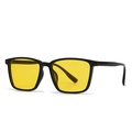 Modern retro square double-bridge sunglasses with black frame and yellow lenses - Black Frame Yellow Lens