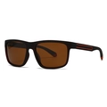 Classic polarized sports sunglasses for men with matte black frames and brown lenses - Matte Coffee Frame Tea Lens (Red Stripe)