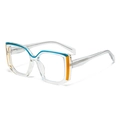 Chic anti-blue light glasses with transparent frame and orange-blue color accents - Transparent Blue Yellow Frame