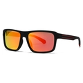 Polarized square sunglasses in matte black frame with red mirrored lenses for sports - Black Frame Red Lens