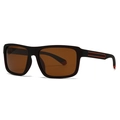 Polarized square sunglasses in matte black frame with orange stripe details for women - Tea Frame Tea Lens