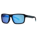 Modern polarized square sunglasses for women with matte black frames and blue lenses - C3 Black Frame with Blue Lens