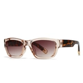 Lunettes de soleil carrées à la mode avec monture champagne et branches en écaille - Champagne/Monture Champagne Verres Thé