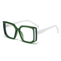 Lunettes anti-lumière bleue rétro avec monture vert foncé et branches blanches - Monture Verte