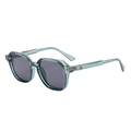 Square translucent green sunglasses with dark grey lenses and silver arrow detail - Transparent Blue Frame Black Grey Lens(C4)