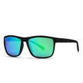 Lunettes de soleil de sport polarisées avec monture en carbone et verres miroirs bleus - Monture Noire Verres Verts