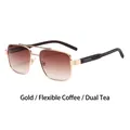 Classic gold metal pilot sunglasses with brown gradient lenses and double bridge design - Gold Frame Gradient Tea (C2)