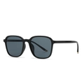 Moderne Retro-Sonnenbrille mit quadratischem Doppelsteg, schwarzem Rahmen und grauen Gläsern - Schwarzer Rahmen Graue Gläser