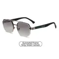Retro-Pilotenbrille mit Gunmetal-Rahmen und graugrünen Verlaufgläsern für einen modernen Look - Gunmetal Rahmen Grau-grünes Glas (C3)