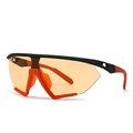 Sport sunglasses with orange oversized one-piece lenses and black anti-slip frame - Black Frame Orange Lens