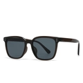 Vintage round brown translucent sunglasses with grey lenses and silver stud details - Tea Frame Black Gray Lens (C4)