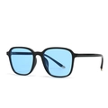 Moderne Retro-Sonnenbrille mit schwarzem quadratischem Rahmen und hellblauen Gläsern - C2 Schwarzer Rahmen Blaue Gläser